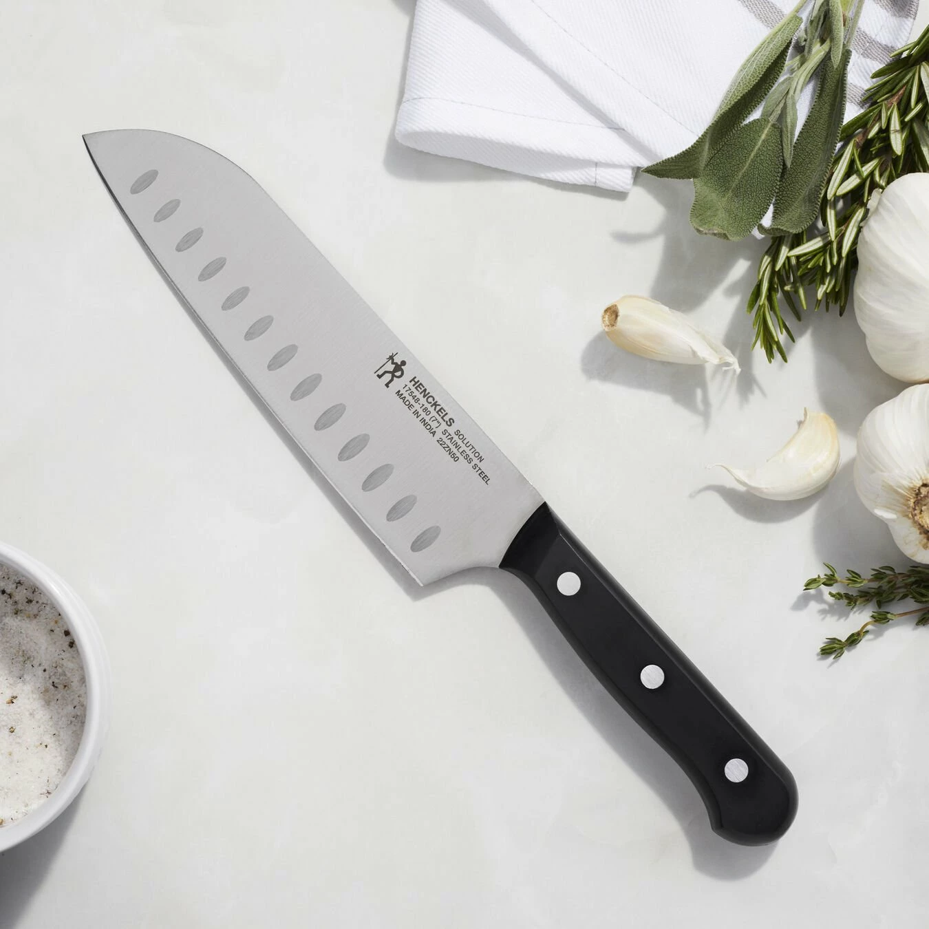Outlet π Henckels Solution 7-inch, Hollow Edge Santoku Knife π€© - Image 3